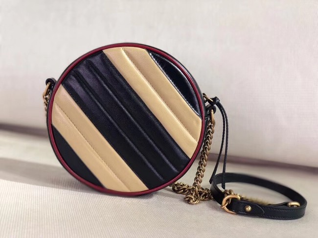 Gucci GG Marmont mini round shoulder bag 550154 Beige and black
