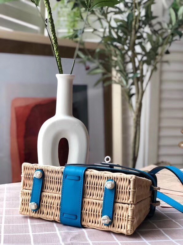 Hermes kelly picnic bag 9810 blue