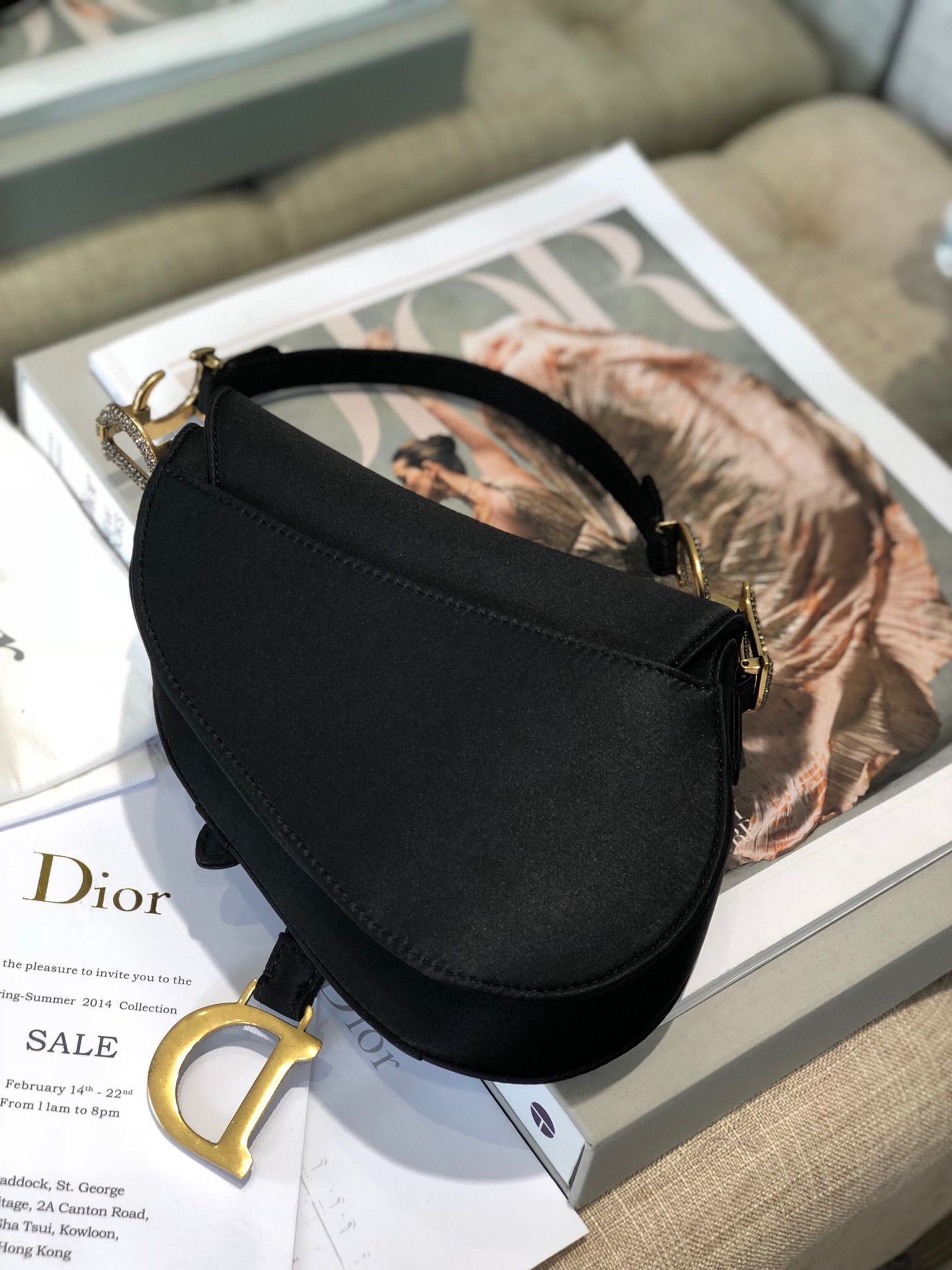 Dior SADDLE SATIN MINI BAG M447S Black