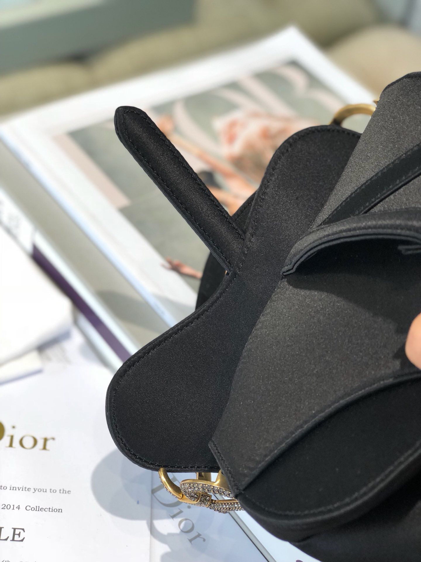 Dior SADDLE SATIN MINI BAG M447S Black