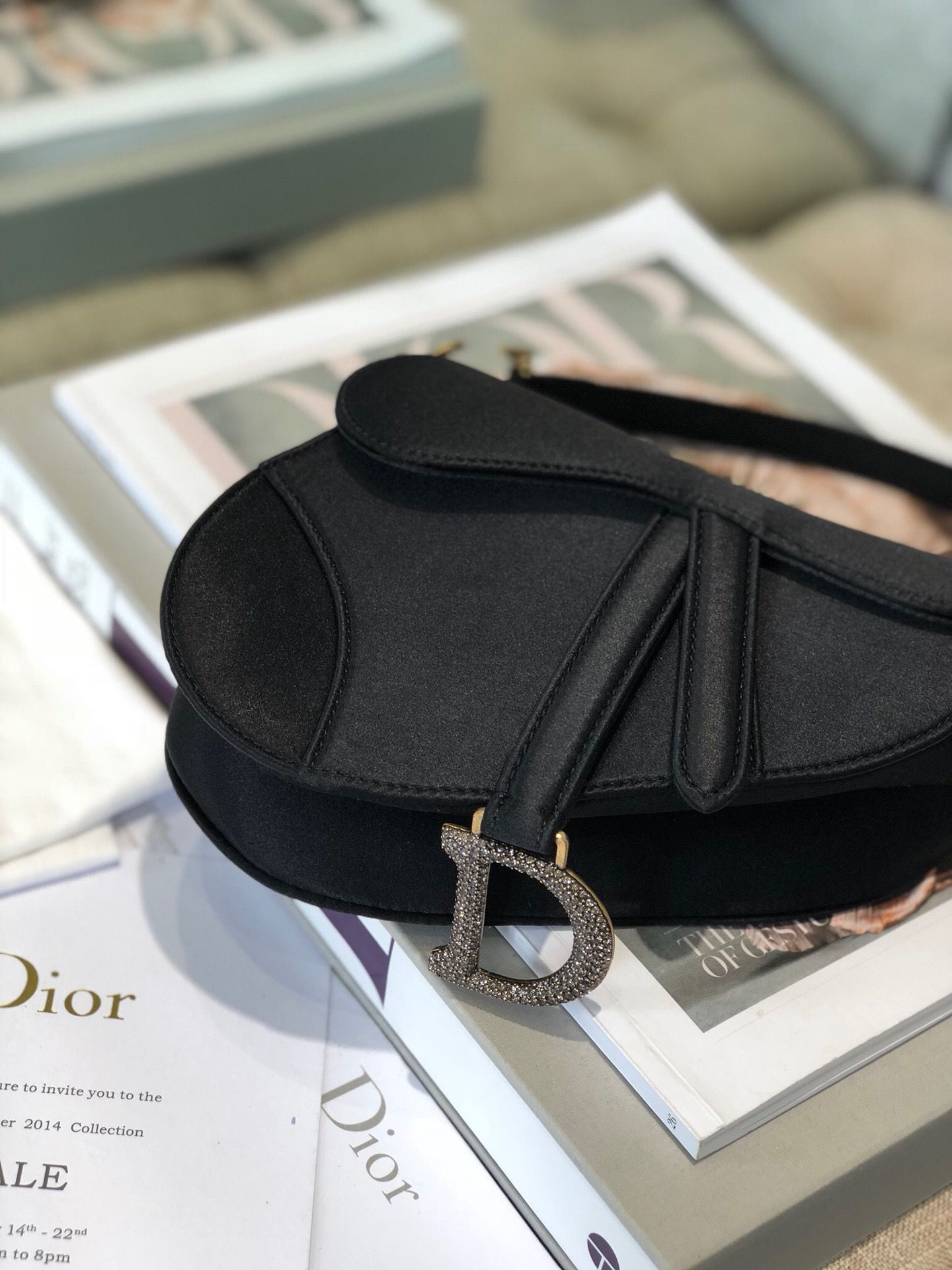 Dior SADDLE SATIN MINI BAG M447S Black