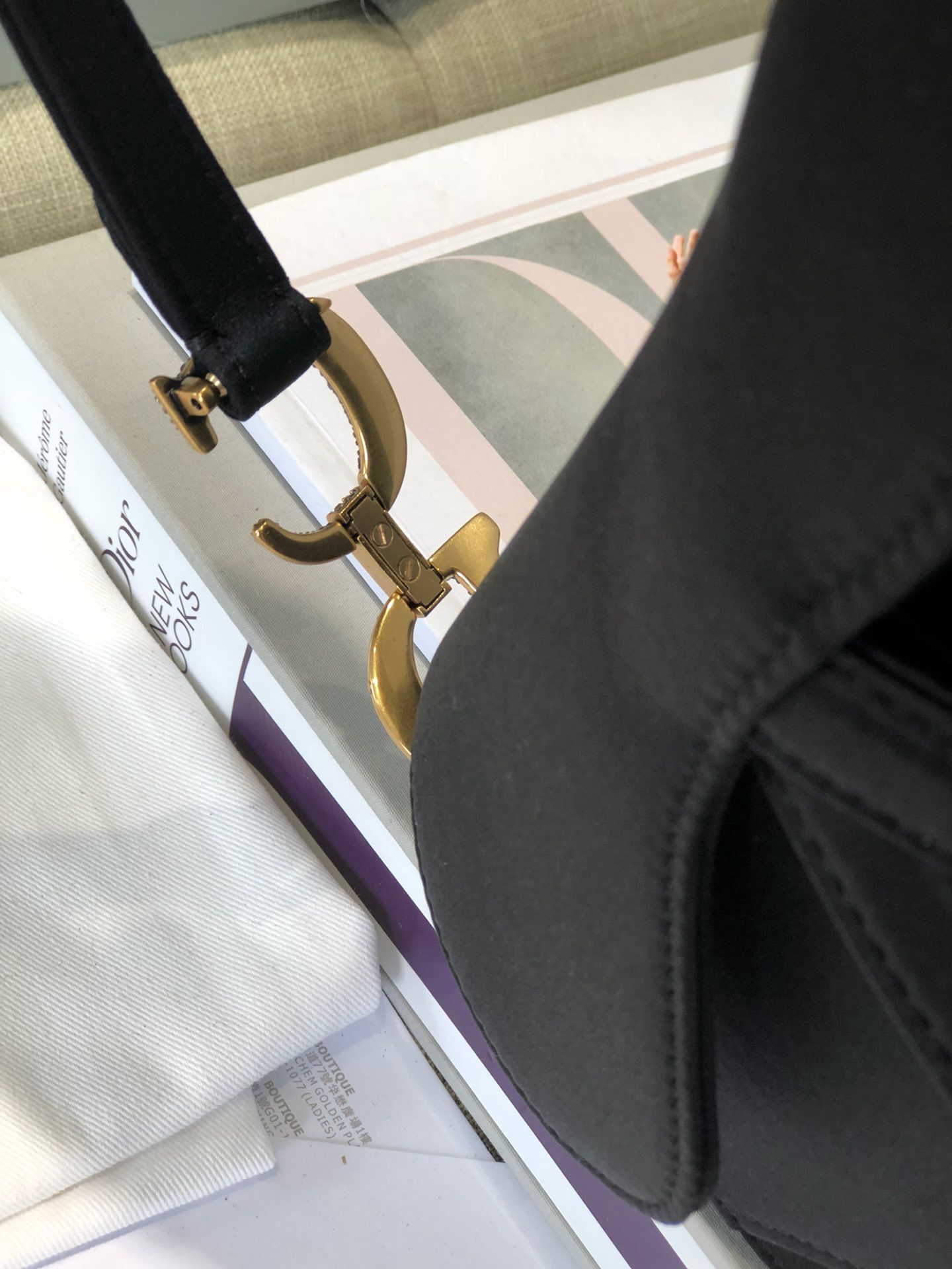 Dior SADDLE SATIN MINI BAG M447S Black