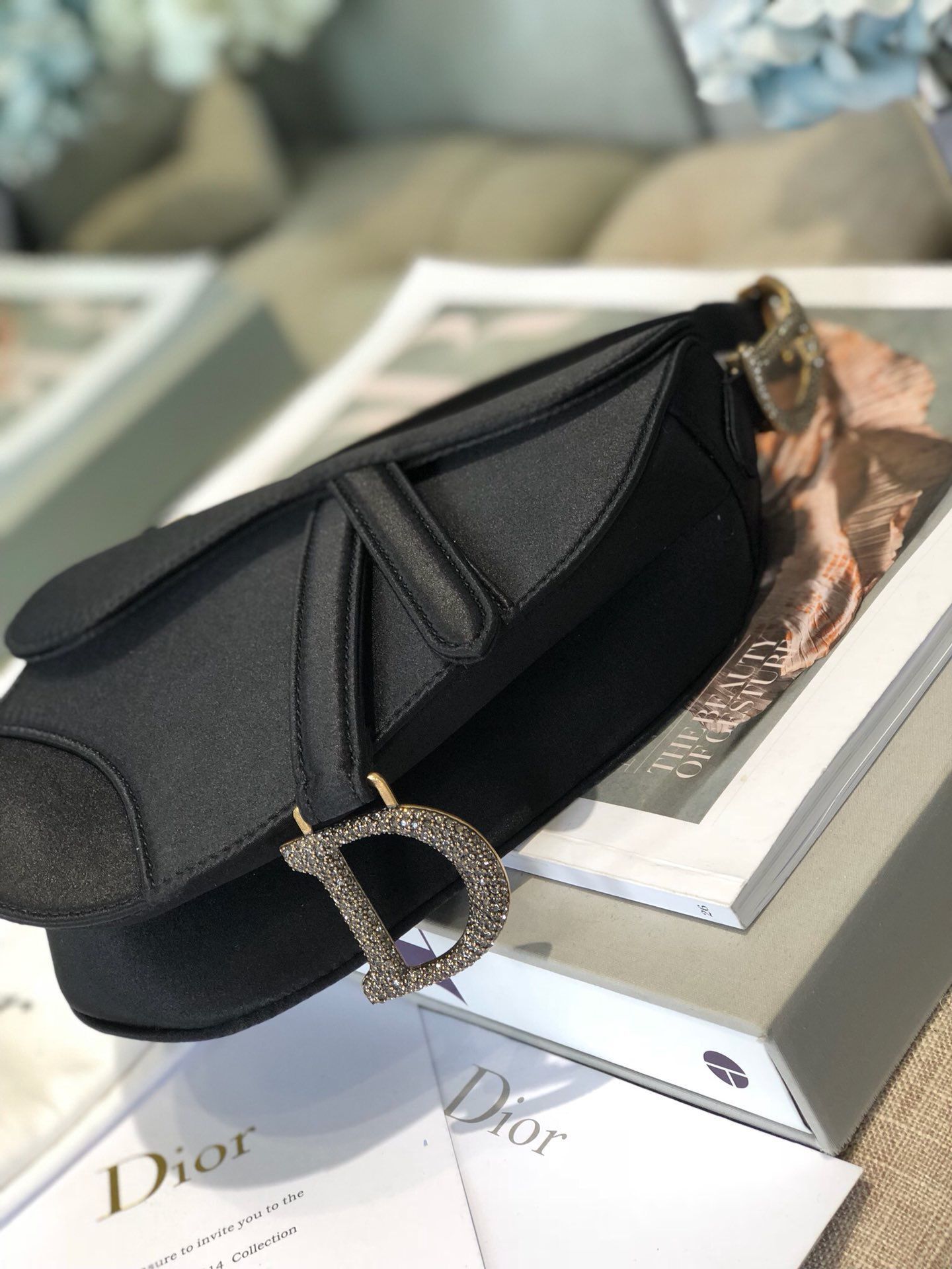 Dior SADDLE SATIN MINI BAG M447S Black