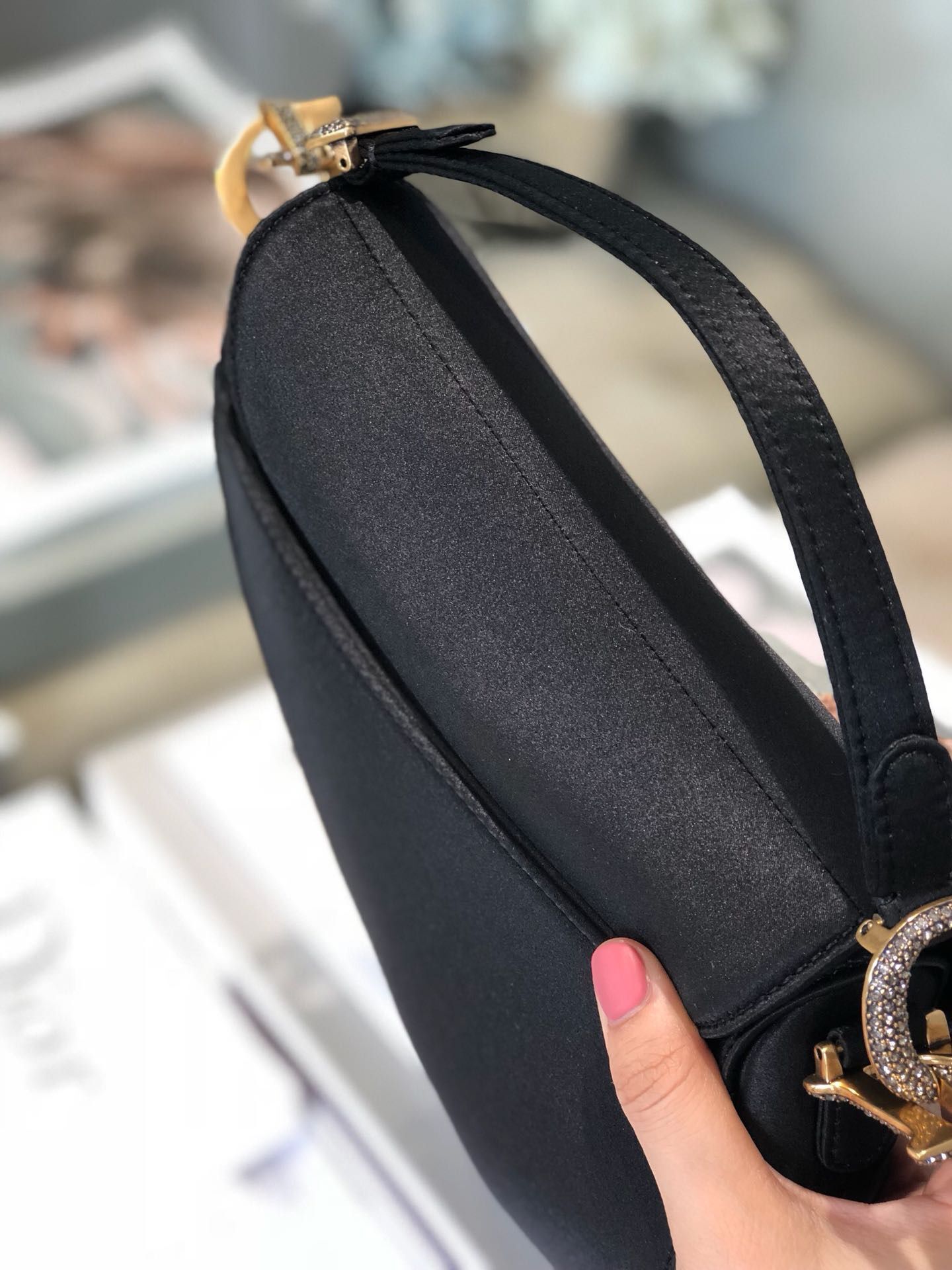Dior SADDLE SATIN MINI BAG M447S Black