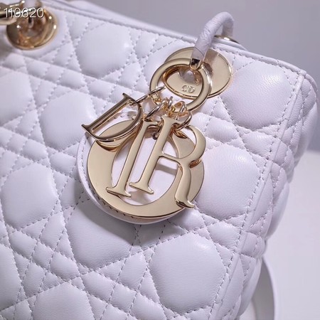 Dior lucky badges Original sheepskin Tote Bag A88035 white