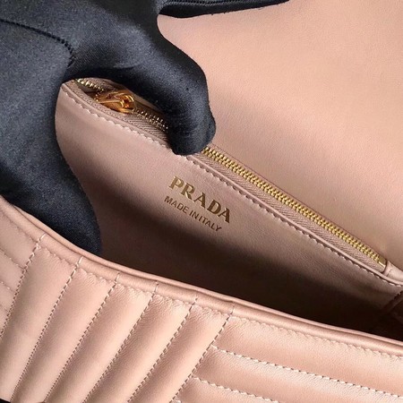 Prada Diagramme medium leather bag 1BD108 Dark Pink