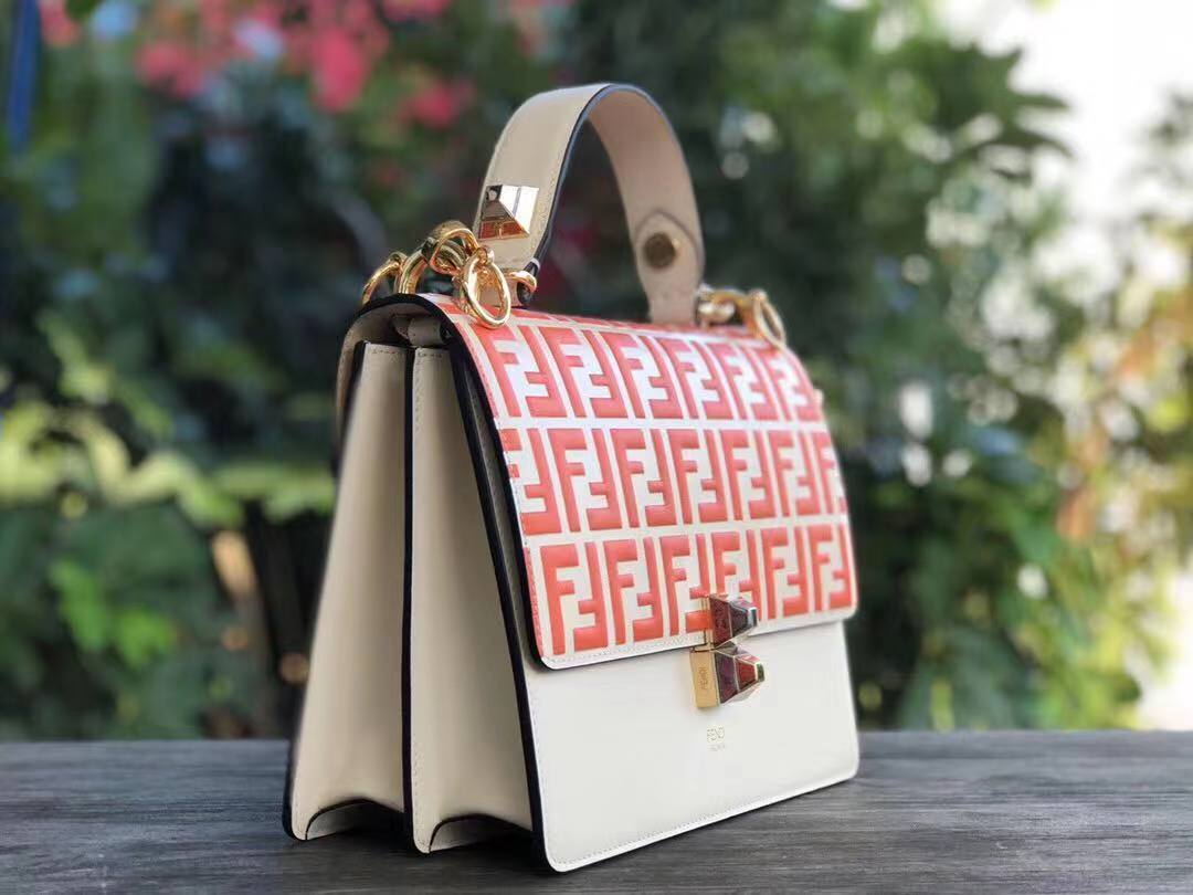 FENDI Kan I Leather Shoulder Bag 8BT283A Orange