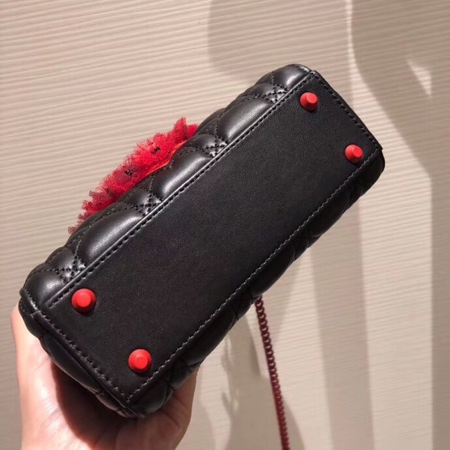 MINI LADY DIOR LAMBSKIN BAG M4245 BLACK&RED