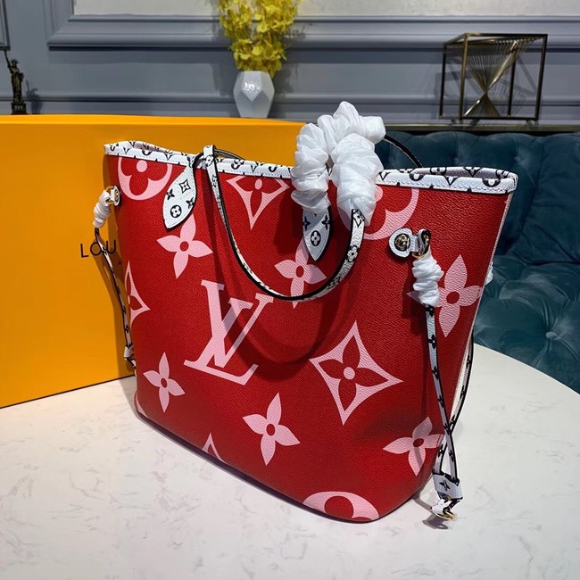 Louis Vuitton Monogram Canvas Original Leather NEVERFULL MM M44567 Red