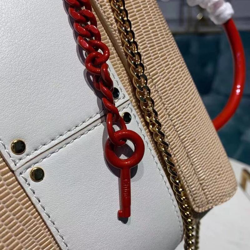 Chloe Small Aby Lock Chain Bag in Embossed Lizard Effect on Calfskin & Goatskin 3S035 White