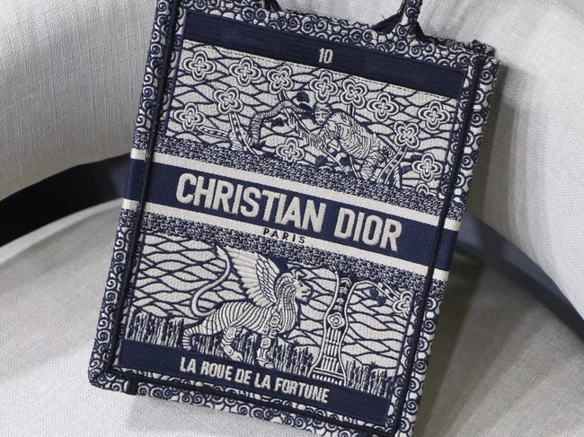 SUN VERTICAL DIOR BOOK TOTE TAROT EMBROIDERED CANVAS BAG M1272Z-4
