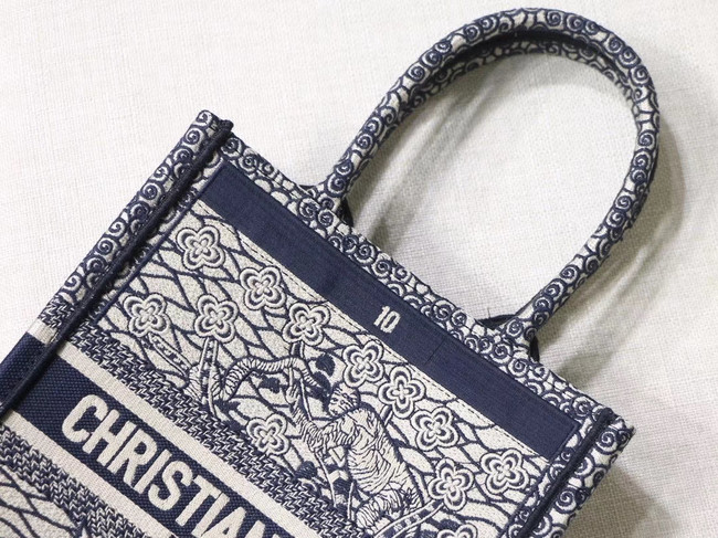 SUN VERTICAL DIOR BOOK TOTE TAROT EMBROIDERED CANVAS BAG M1272Z-4