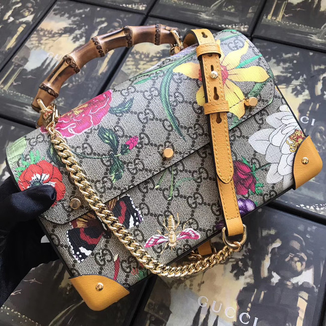 Gucci Padlock GG small bamboo shoulder Backpack 603221 yellow
