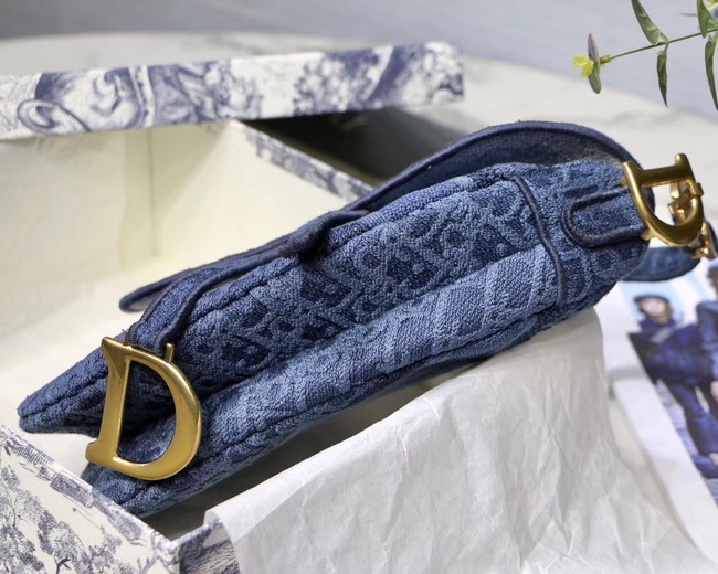 Dior SADDLE DENIM CANVAS BAG M928 blue