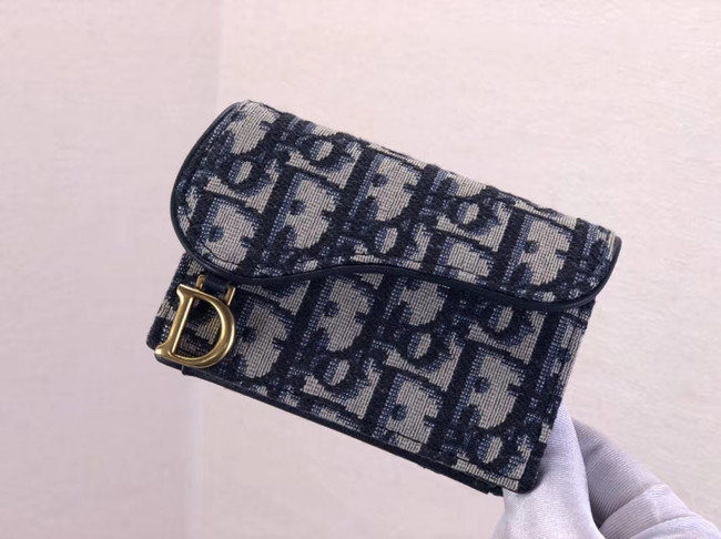 BLUE MULTICOLOR SADDLE DIOR OBLIQUE 5-POCKET CARD HOLDER M928