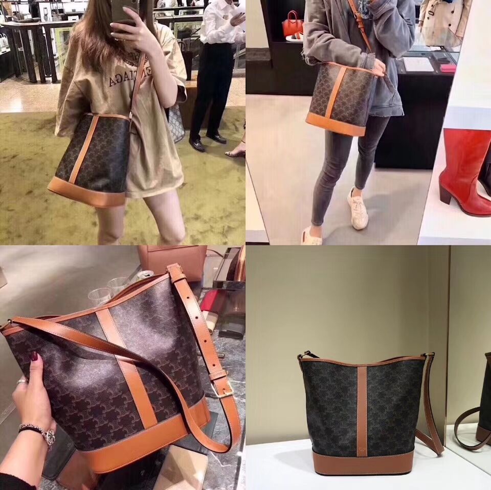 MEDIUM BUCKET IN TRIOMPHE CANVAS CL01132 tan