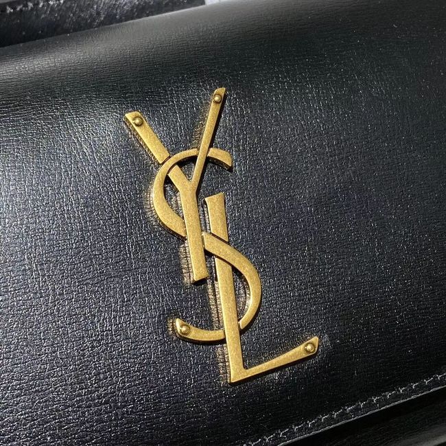 Yves Saint Laurent Calfskin Leather Shoulder Bag Y533036 black&gold-Tone Metal