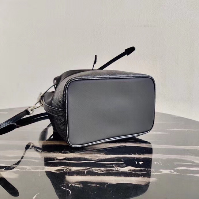 Prada Saffiano leather mini shoulder bag 1BE055 black