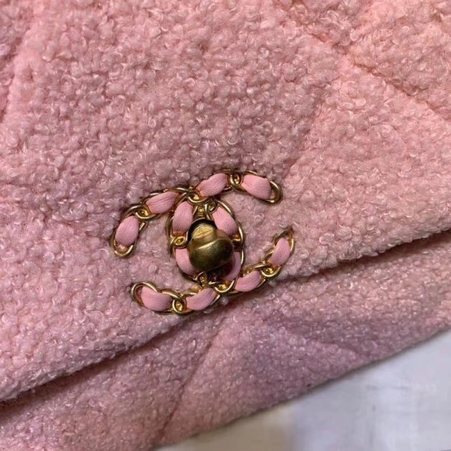 Chanel 19 wool flap bag AS1160 pink