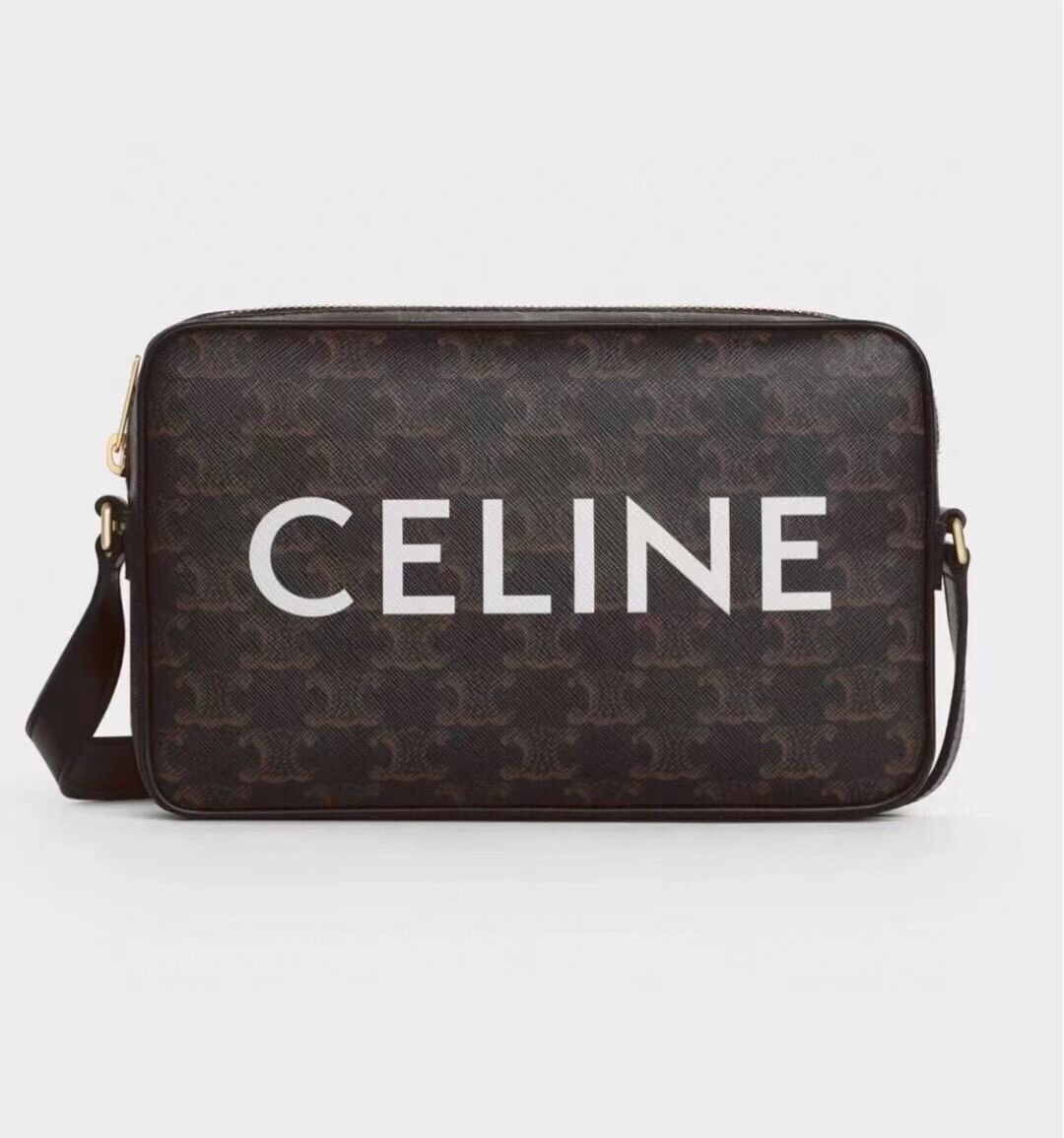 Celine MINI FOLCO BAG IN TRIOMPHE CANVAS CL9450 black