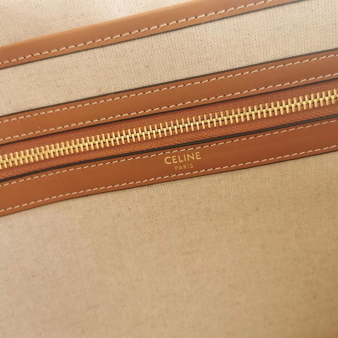 Celine TEEN TRIOMPHE BAG IN TRIOMPHE CANVAS AND CALFSKIN CL94342 Brown
