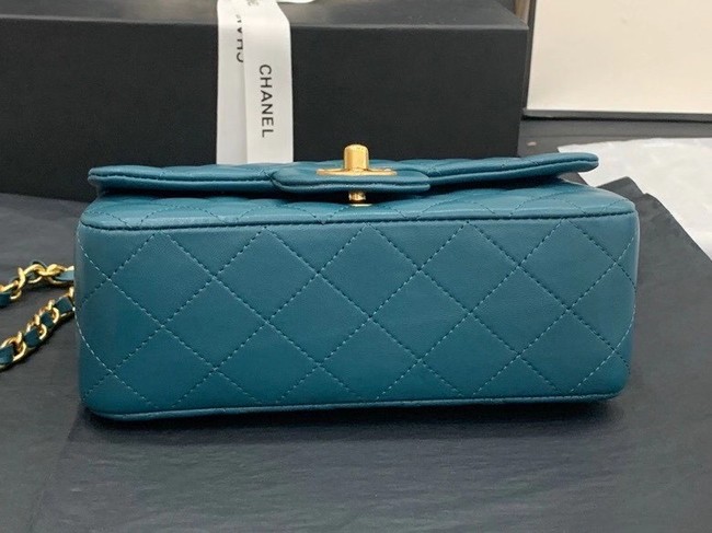 Chanel small tote bag Sheepskin & Gold-Tone Metal AS8816 blue