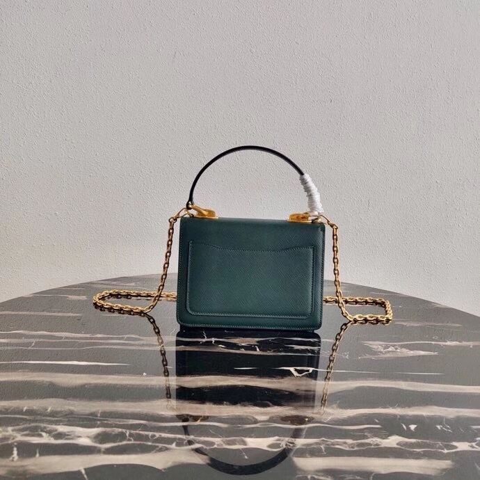 Prada Saffiano leather Prada Symbole bag 1BN021 blackish green