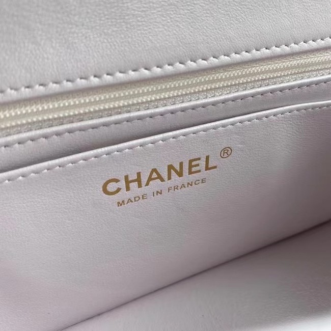 Chanel mini flap bag with top handle AS2431 White