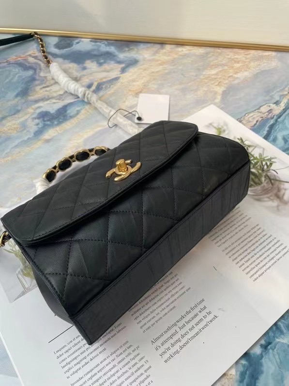 Chanel mini flap bag with top handle AS2478 Royal Blue