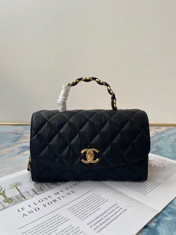 Chanel mini flap bag with top handle AS2478 Royal Blue