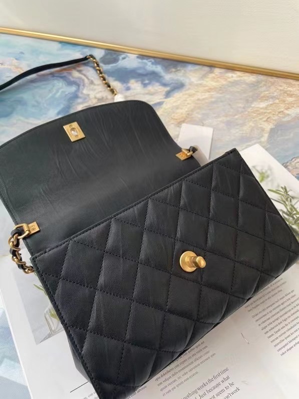 Chanel mini flap bag with top handle AS2478 Royal Blue