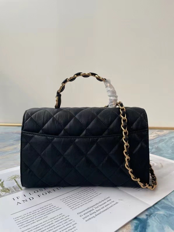Chanel mini flap bag with top handle AS2478 Royal Blue