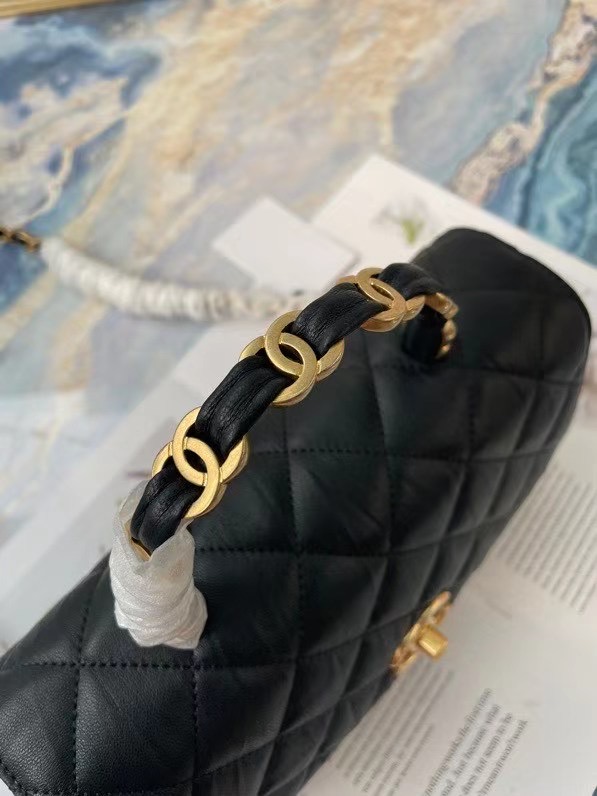 Chanel mini flap bag with top handle AS2478 Royal Blue