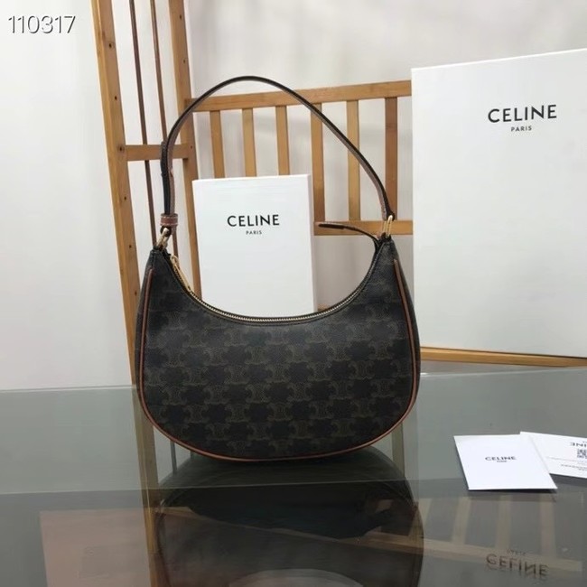 Celine AVA BAG IN TRIOMPHE CANVAS AND CALFSKIN 193952 black