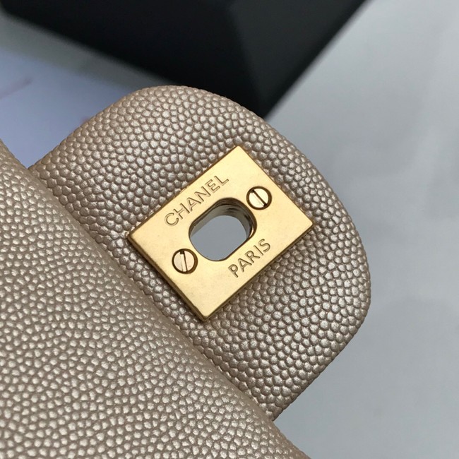 CHANEL mini flap bag with top handle AS2431 Apricot