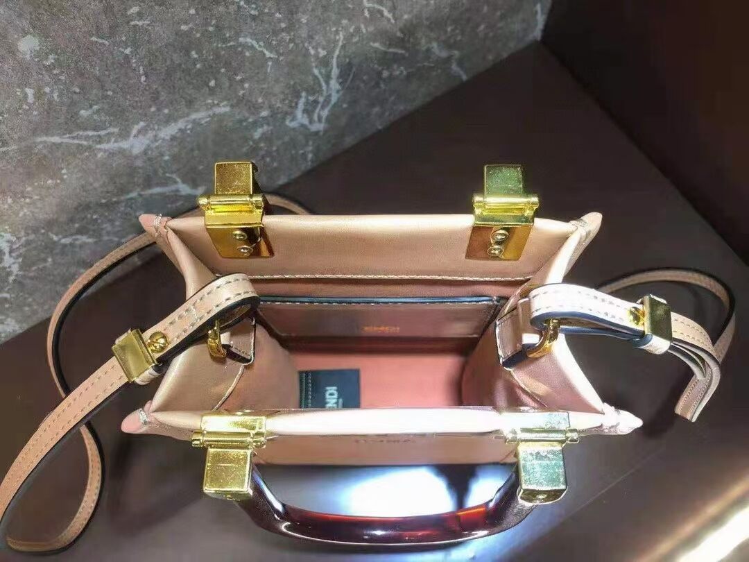 FENDI SUNSHINE SHOPPER leather mini-bag  F1620 pink