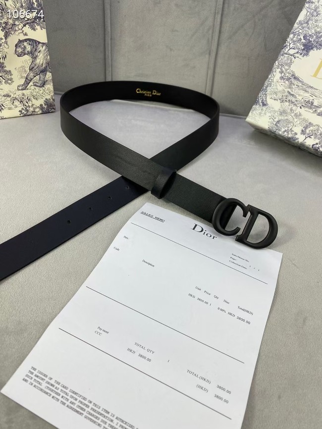 DIOR-ID BELT Raspberry Smooth Calfskin 30 MM B0110UM black