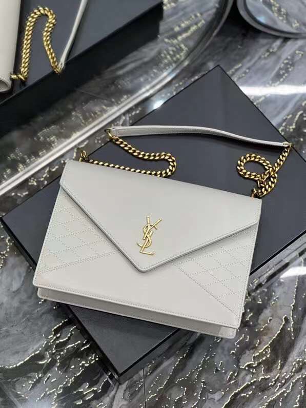 YSL GABY CHAIN BAG IN VINTAGE LAMBSKIN 668864 white