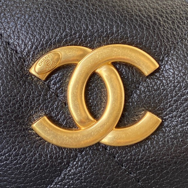 Chanel Grained Calfskin AS2910 Gold-Tone Metal black