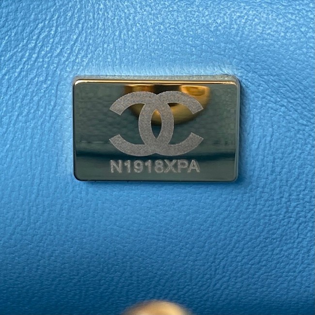 Chanel Shoulder Bag Grained Calfskin&Gold-Tone Metal AS3223 blue