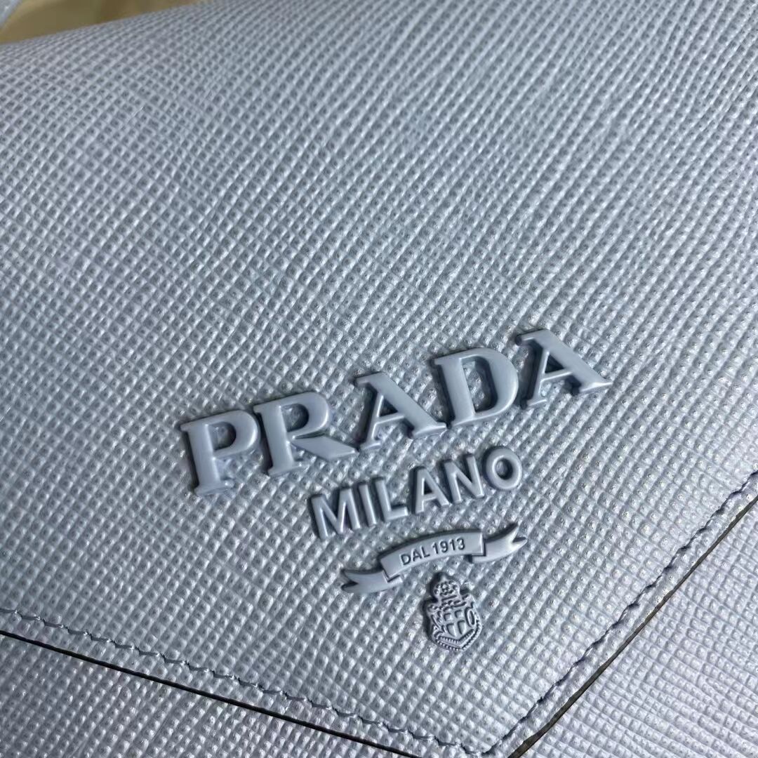 Prada Monochrome Saffiano and leather bag 1BD317 sky blue