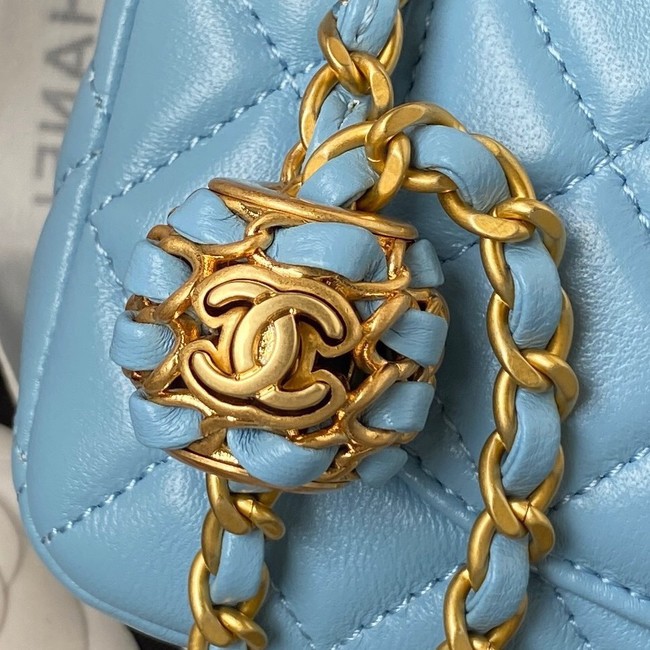 Chanel small Flap Bag Original Sheepskin Leather AS1787 sky blue
