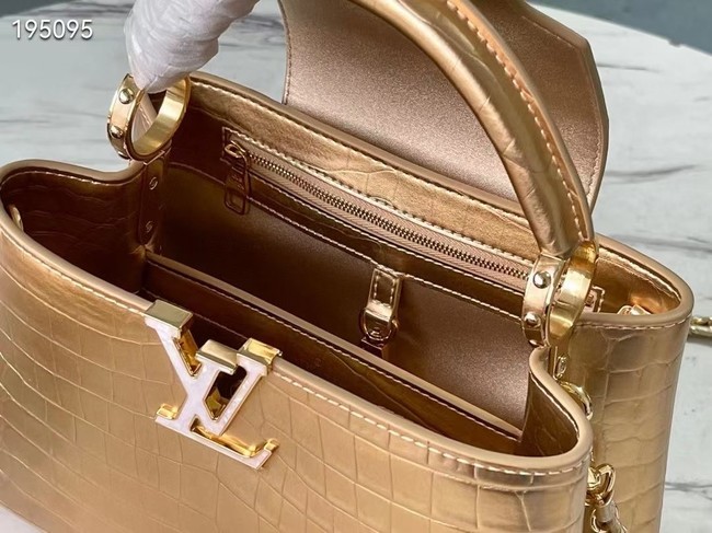 Louis Vuitton crocodile skin CAPUCINES BB M48865 gold