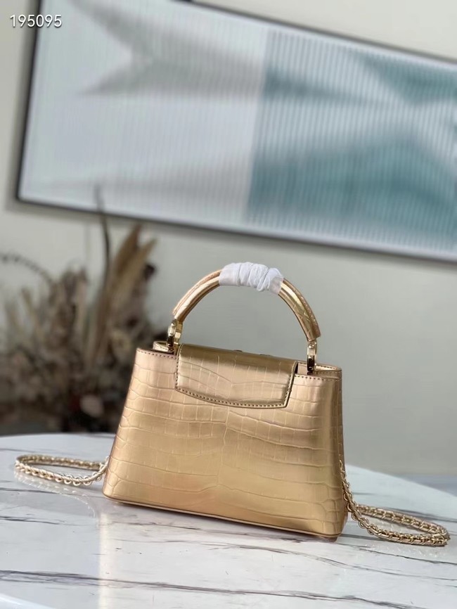 Louis Vuitton crocodile skin CAPUCINES BB M48865 gold