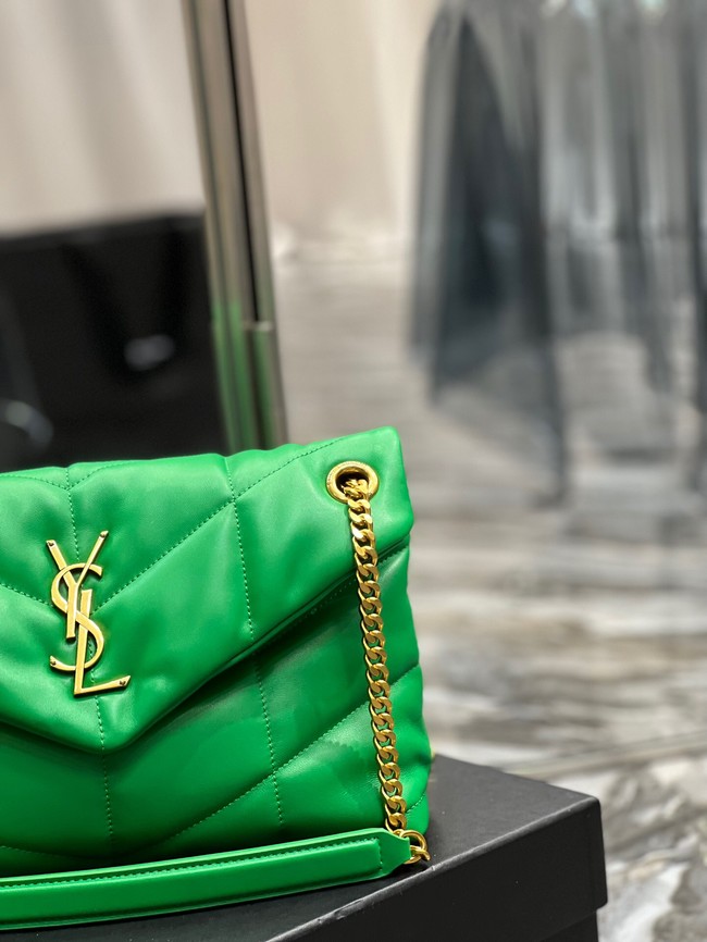 Yves Saint Laurent PUFFER SMALL CHAIN BAG IN QUILTED LAMBSKIN 5774761 EMERALD GREEN