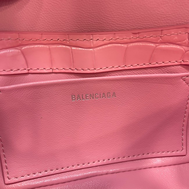Balenciaga LINDSAY CROCODILE EMBOSSED SMALL SHOULDER BAG WITH STRAP 6009 pink
