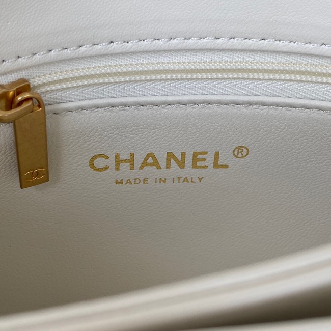 Chanel small FLAP BAG Lambskin & Gold-Tone Metal AS3386 white