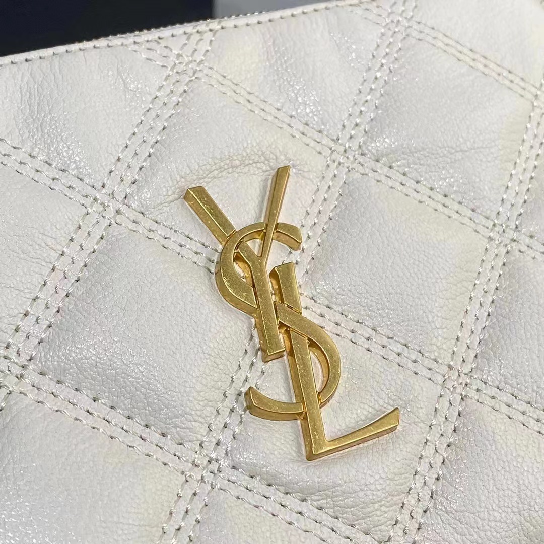 SAINT LAURENT MONOGRAM CHAIN WALLET IN LEATHER 655941 WHITE