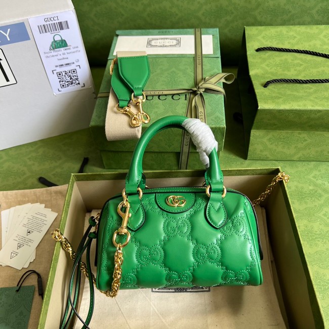 Gucci GG Matelasse leather top handle bag 702251 Bright green