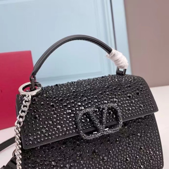 VALENTINO GARAVANI VSLING Shiny diamond Mini totebag XW2B1G9 black&black-Tone Metal